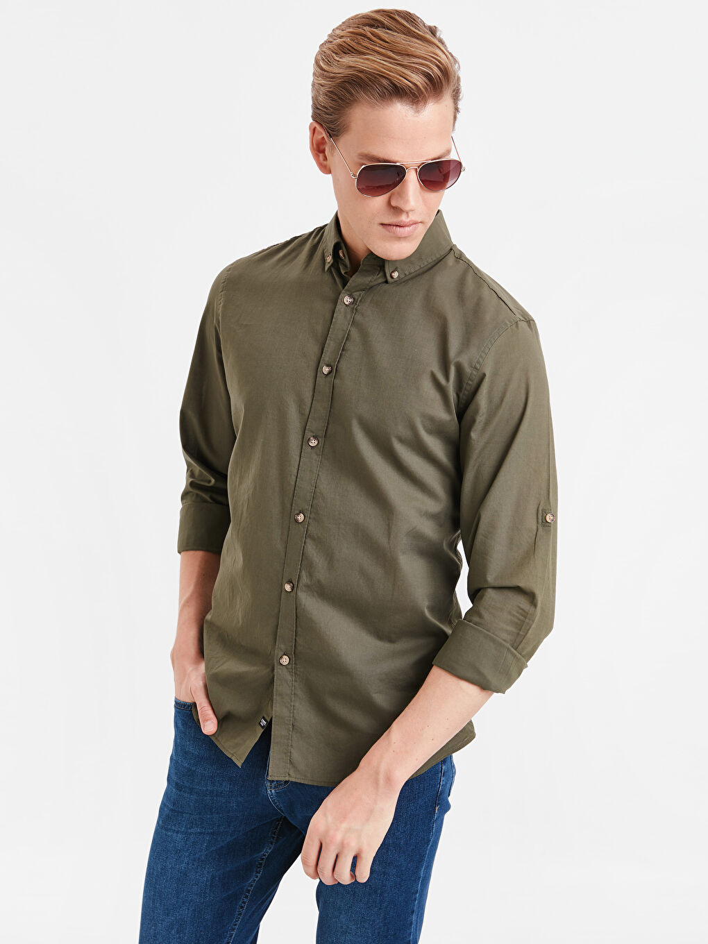 LCWAIKIKI Basic Man KHAKI Shirt -9SG968Z8-ASD