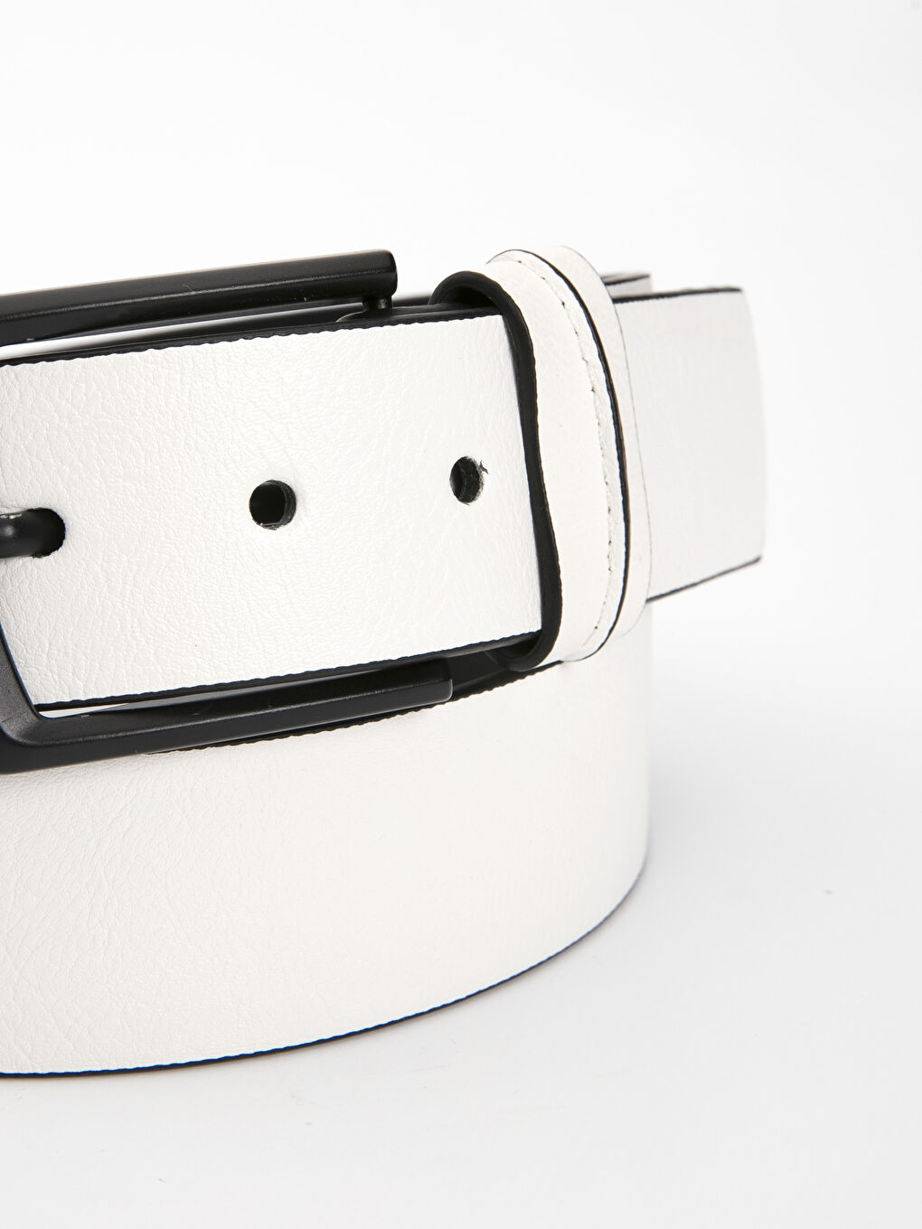 Beyaz Erkek Deri Görünümlü Kemer-1