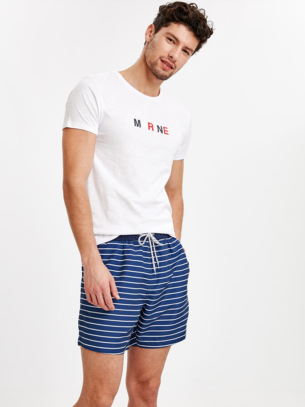 Lacivert Kısa Boy Standart Kalıp Deniz Şortu-1