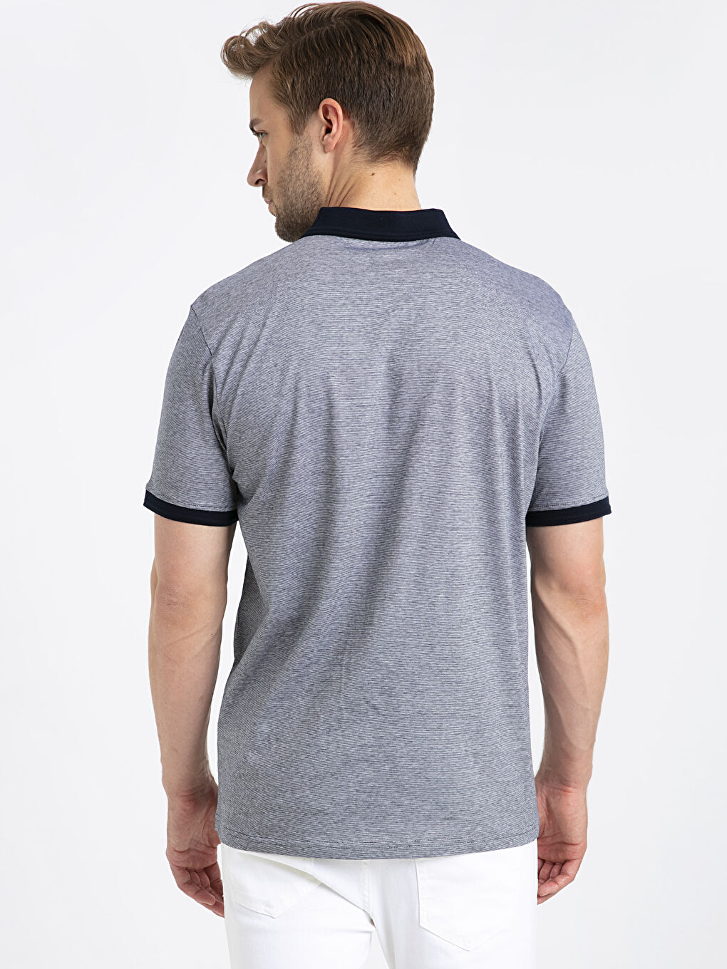 Mercerized Polo Neck Short Sleeve Men's T-Shirt-2