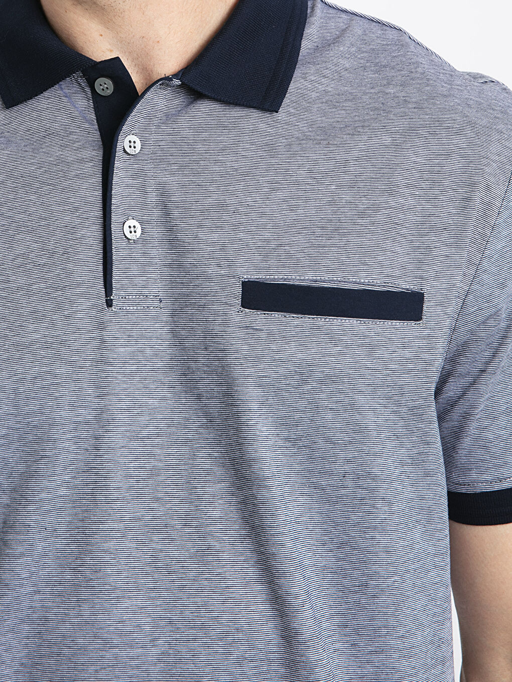 Mercerized Polo Neck Short Sleeve Men's T-Shirt-3