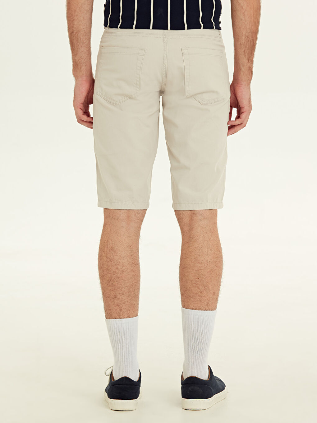 Bej Slim Fit Bermuda Gabardin Erkek Şort-2