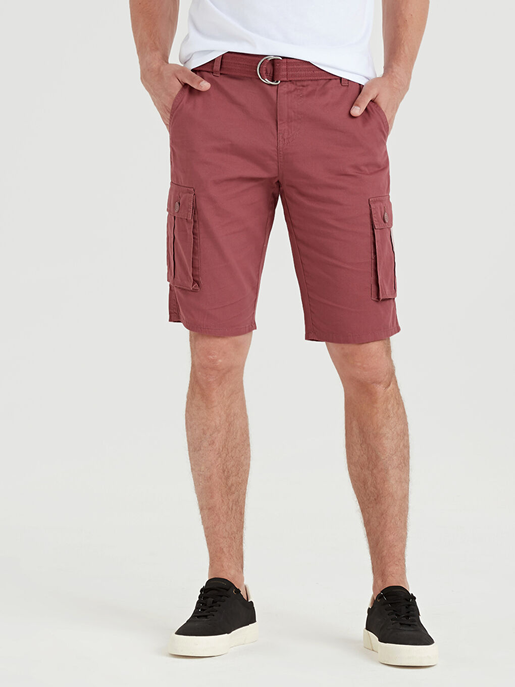 მამაკაცები ბორდოსფერი კარგო შორტები-1