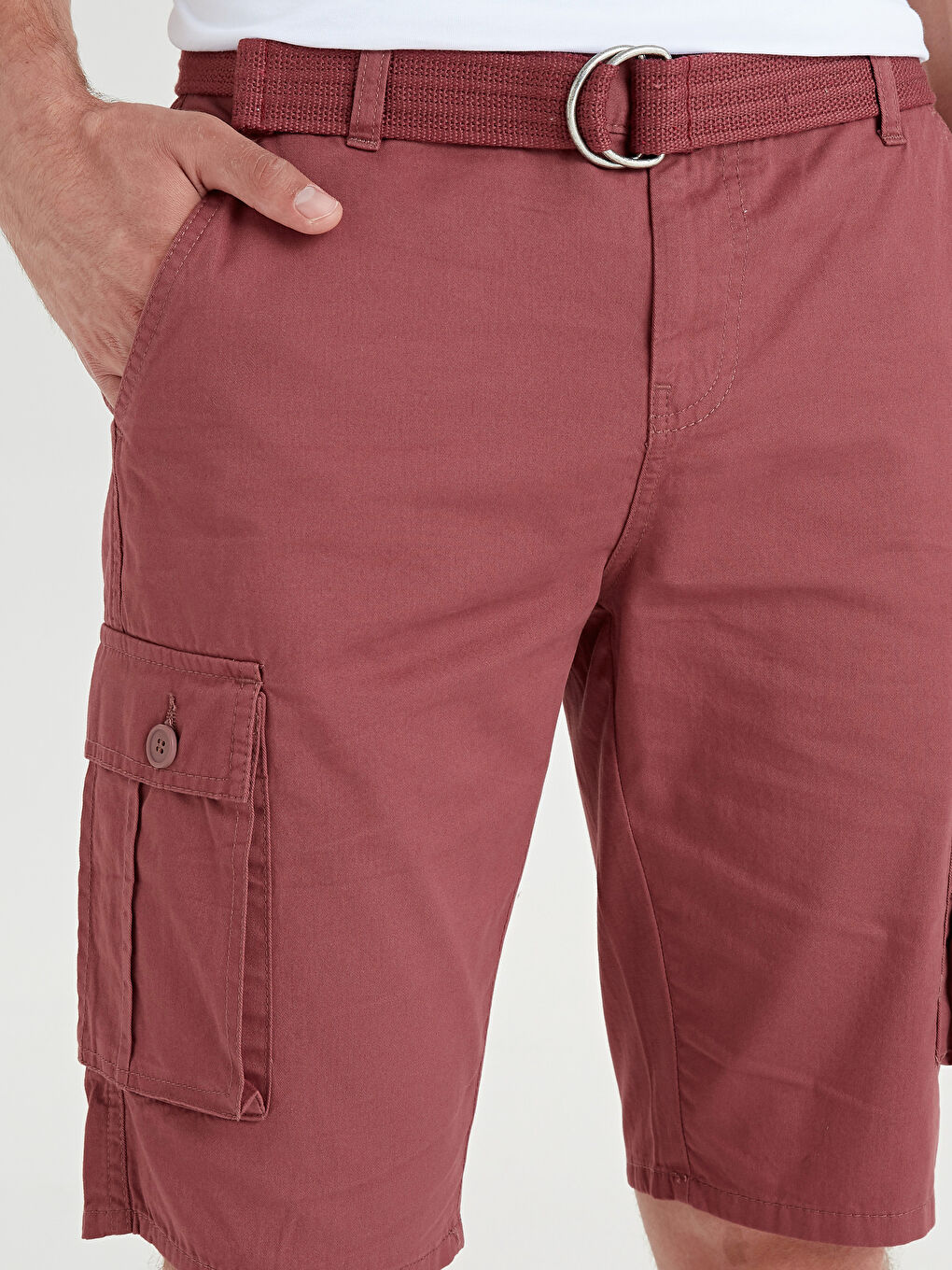 მამაკაცები ბორდოსფერი კარგო შორტები-3