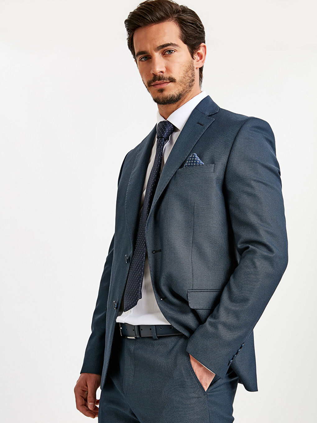 Lacivert Standart Kalıp Erkek Blazer Ceket