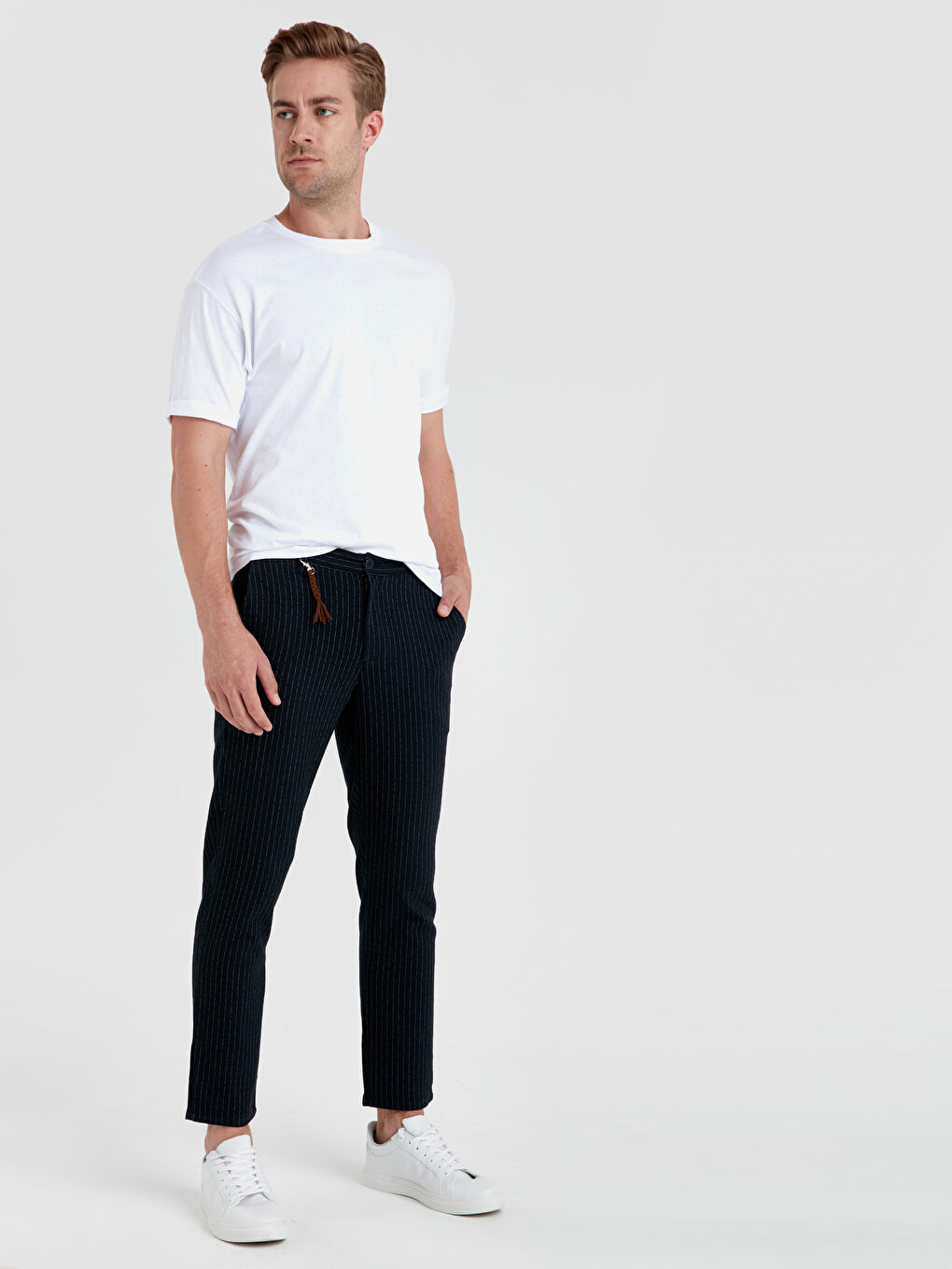 Lacivert Çizgili Pantolon