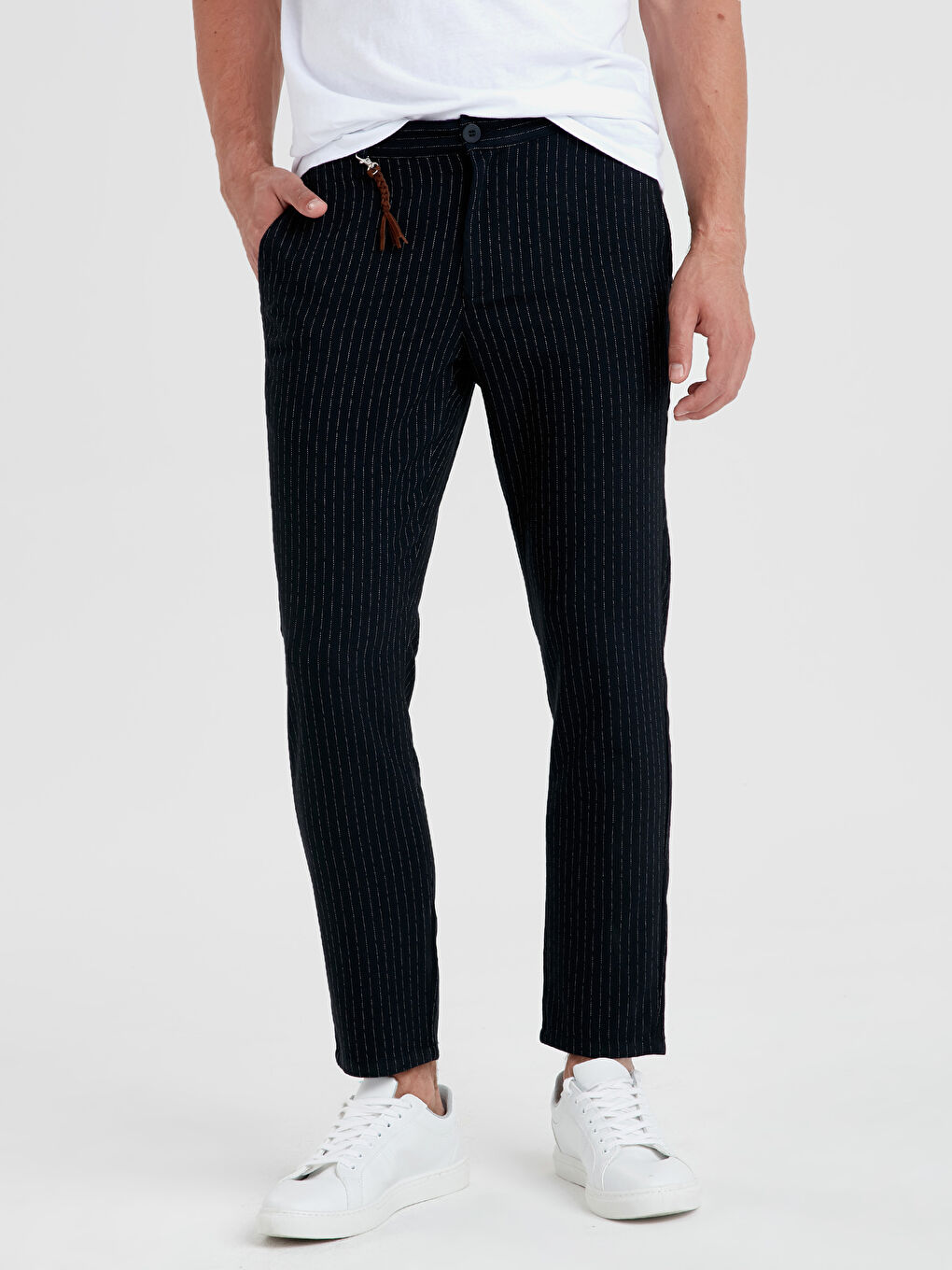 Lacivert Çizgili Pantolon-1