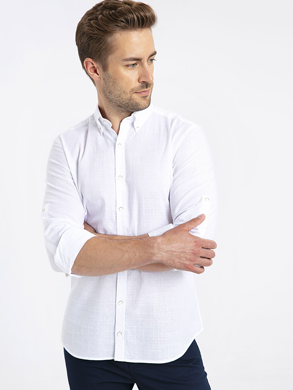 Slim Fit Long Sleeve Poplin Men's Shirt