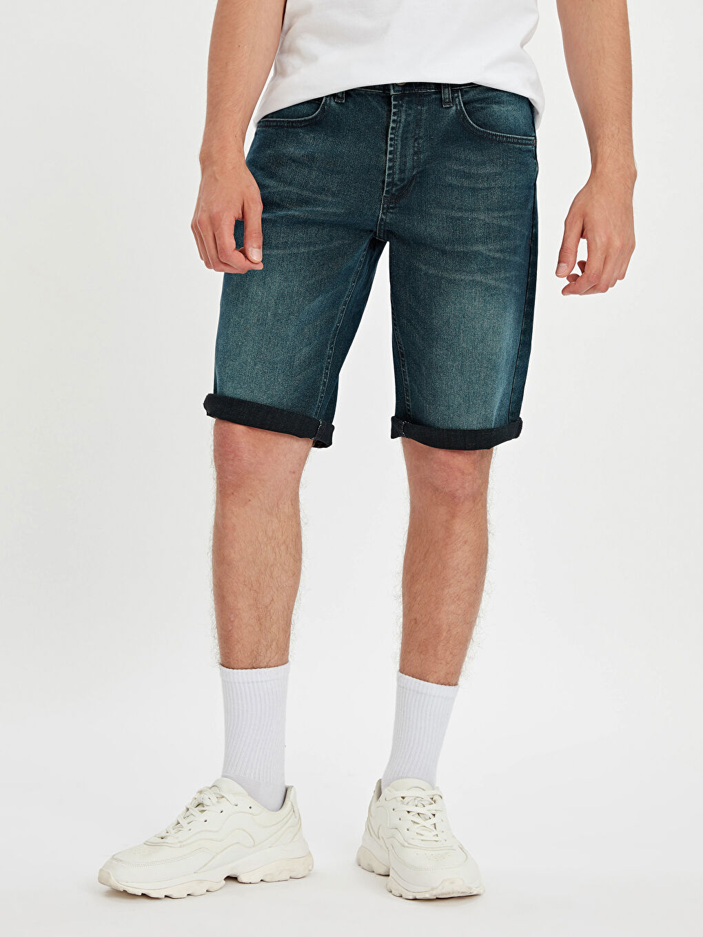 Man GREEN Denim Shorts-1