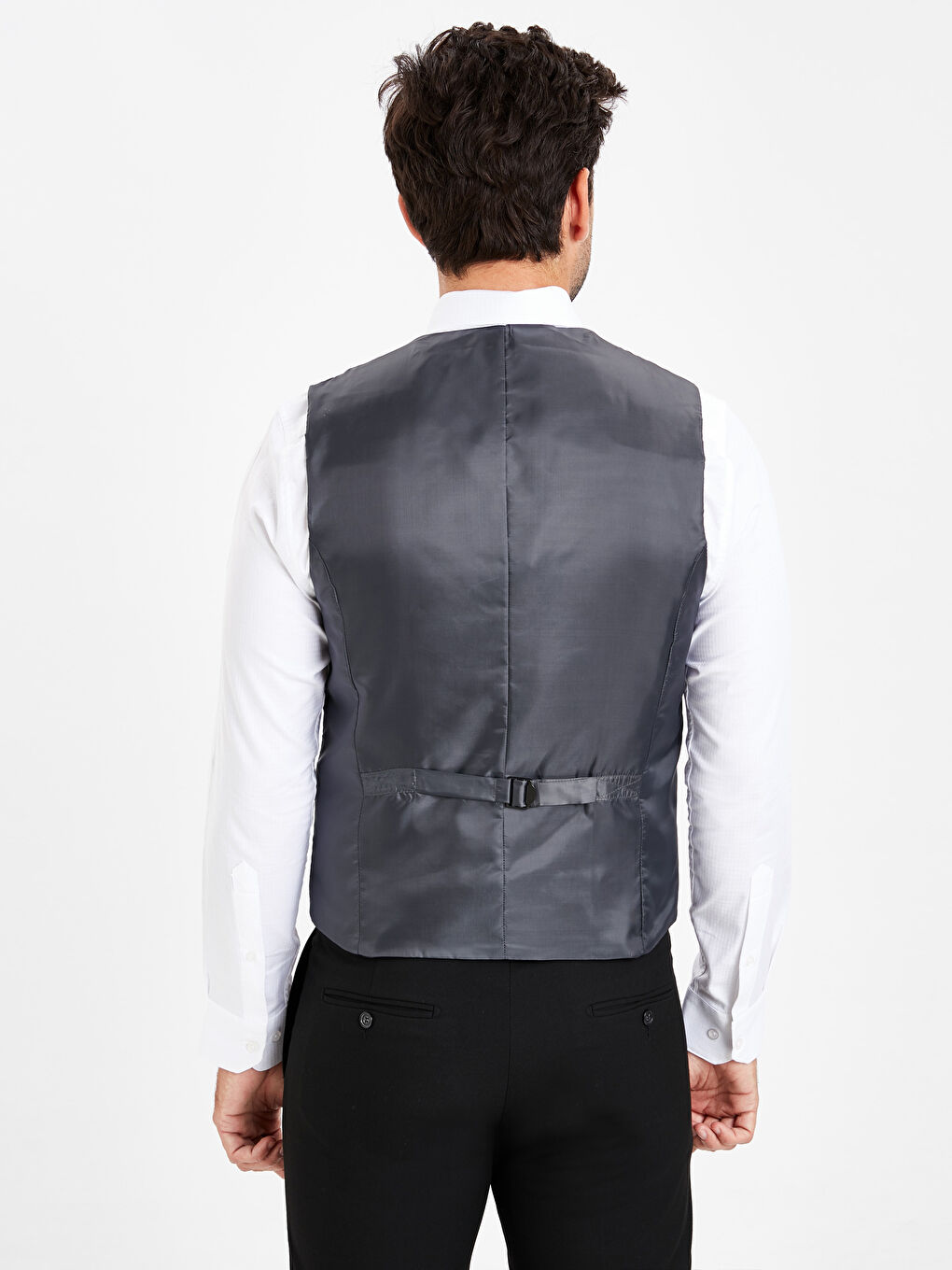 Gri Dar Kalıp İnce Erkek Yelek-1