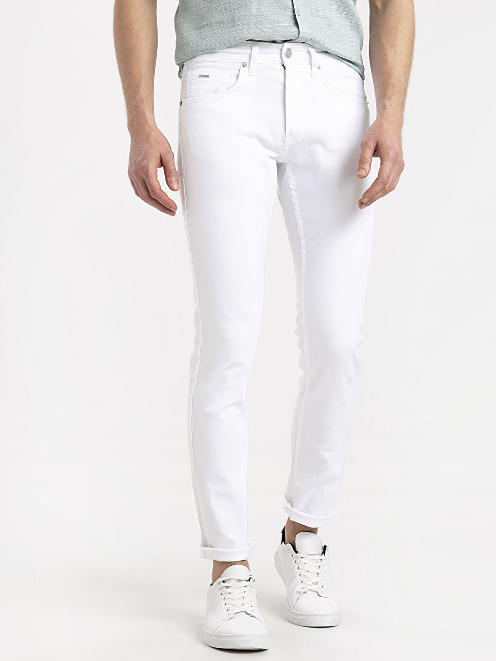 Beyaz Rodeo Jean Pantolon-1