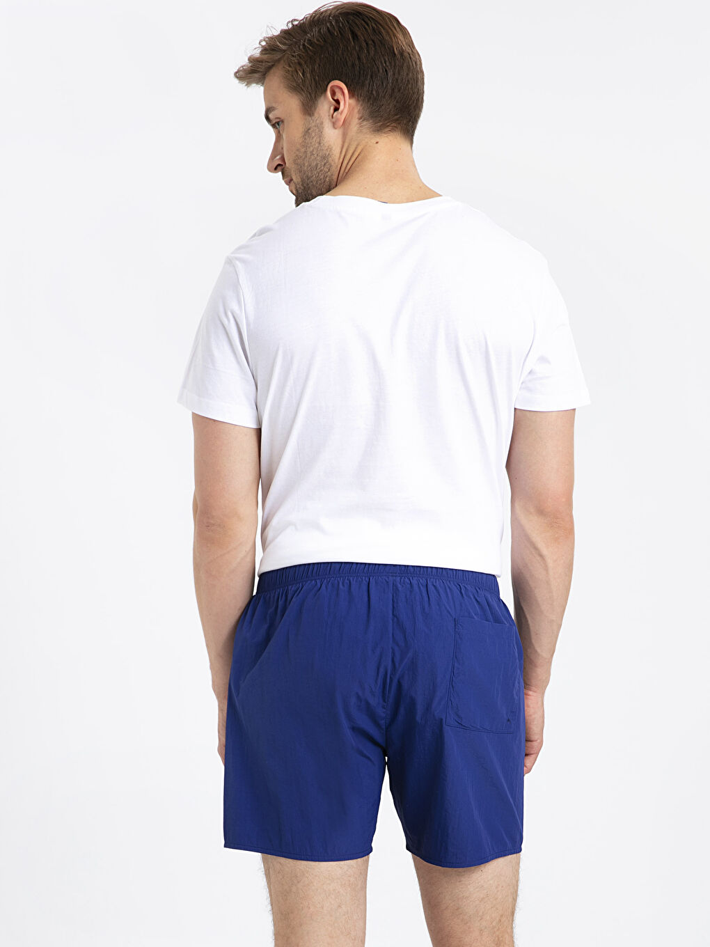 Mavi Diz Hizası Boy Deniz Şortu-1