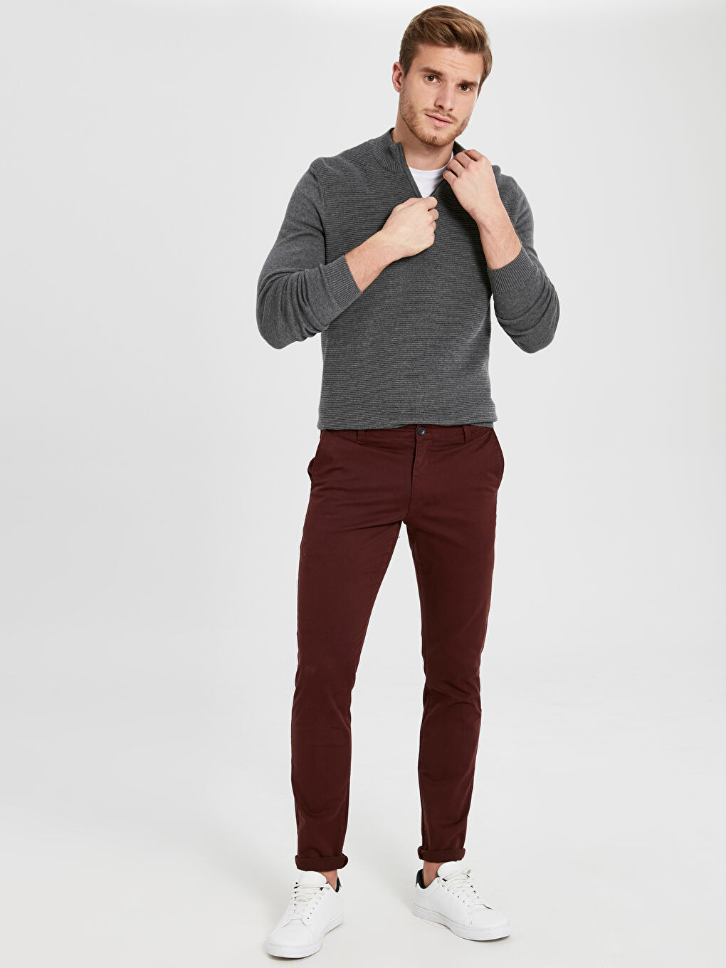 Pantalon chino ROUGE BORDEAUX Homme