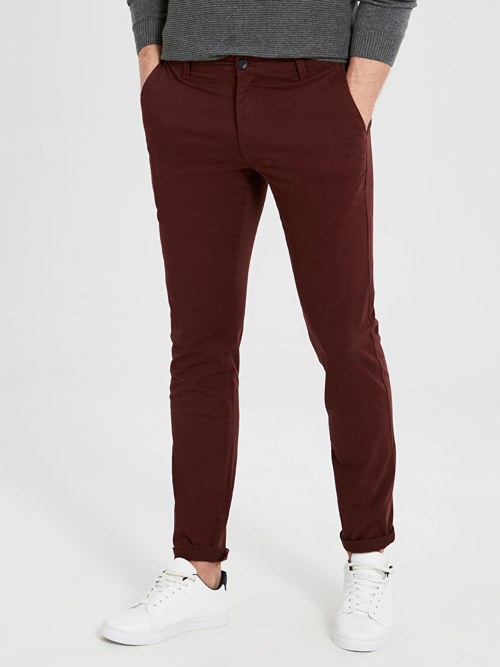 Pantalon chino ROUGE BORDEAUX Homme-1
