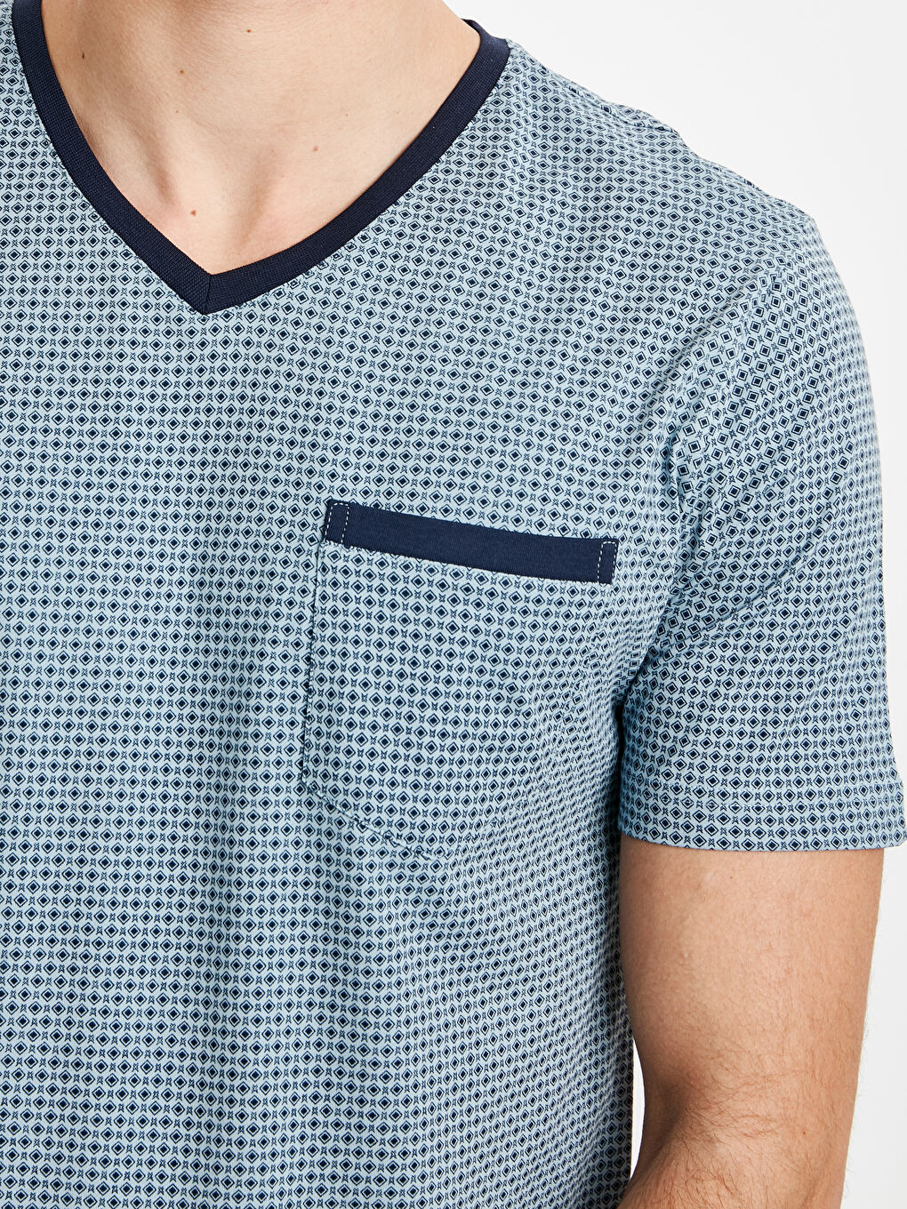 طقم بيجامة قصيرة أزرق فاتح رجال-3