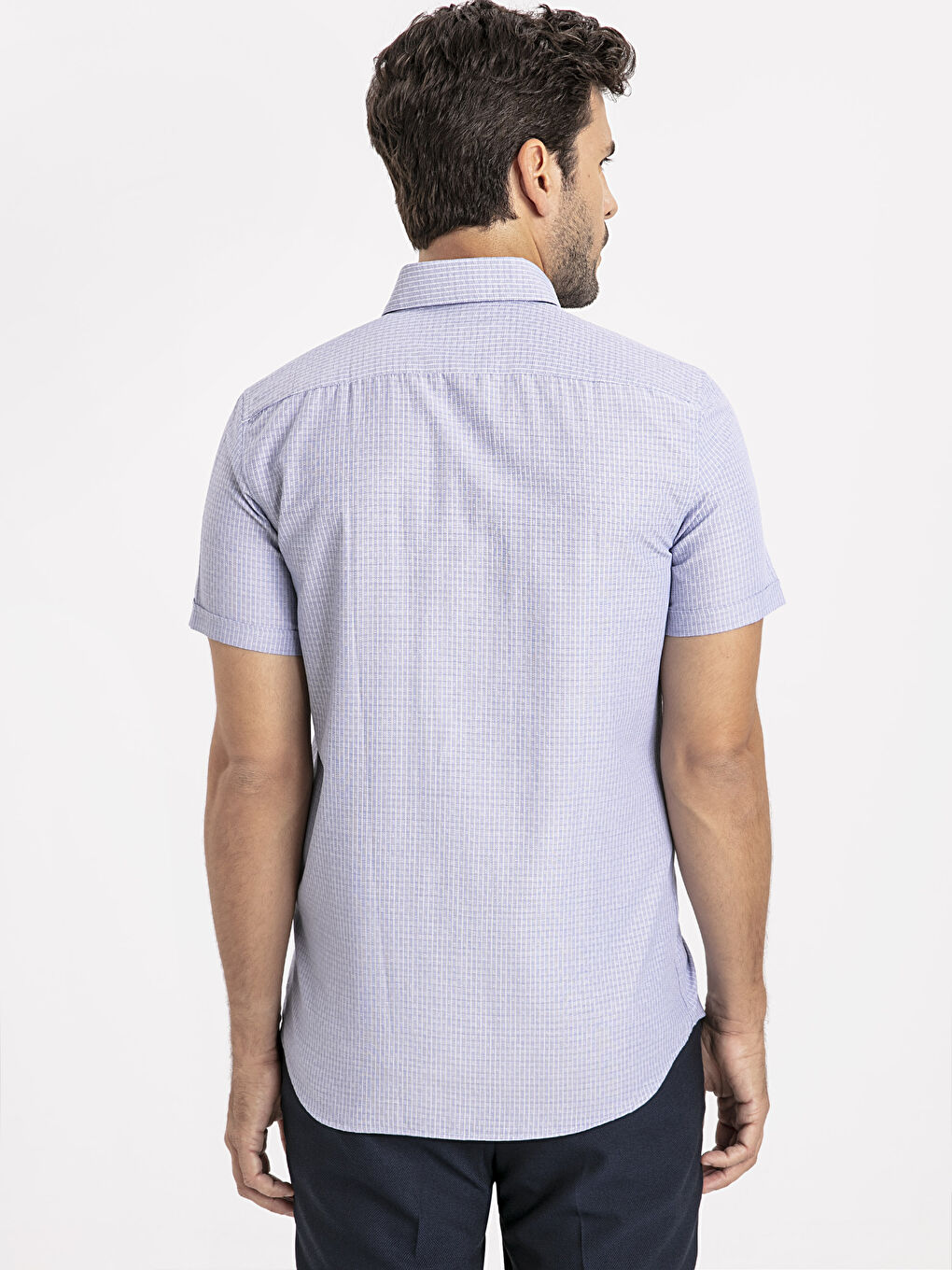 Mavi Slim Fit Kısa Kollu Erkek Gömlek-1