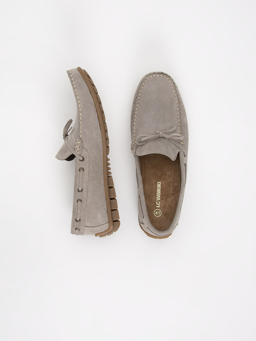 Gri Erkek Hakiki Deri Loafer Ayakkabı-1