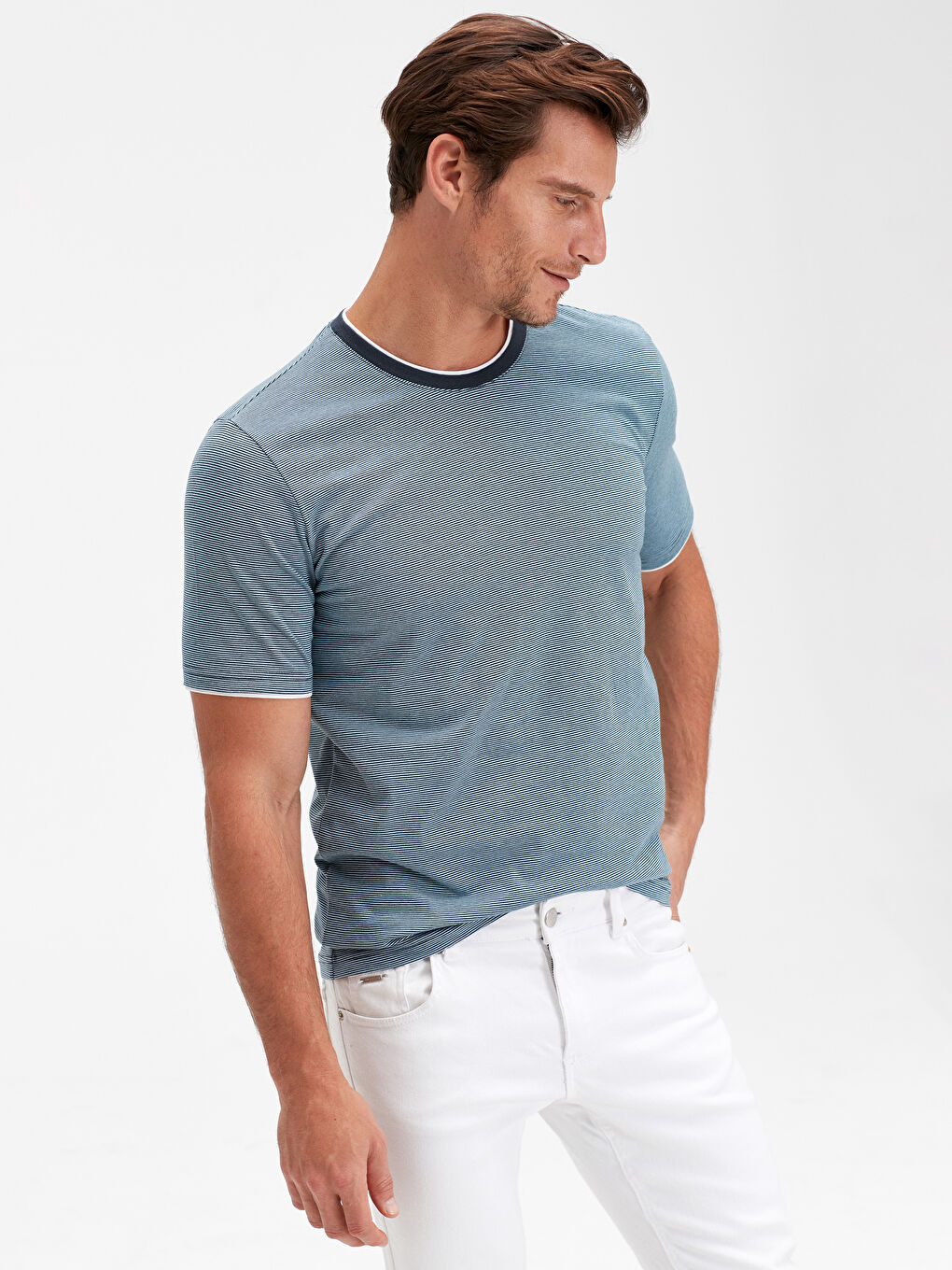 Mavi Çizgili Tişört-1