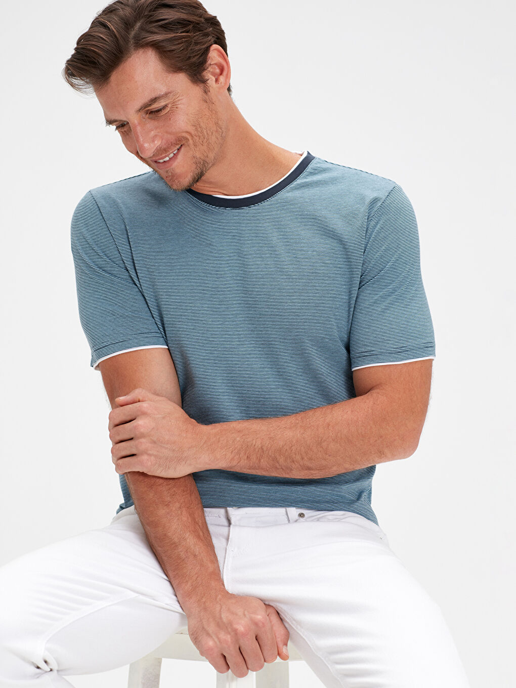 Mavi Çizgili Tişört-3