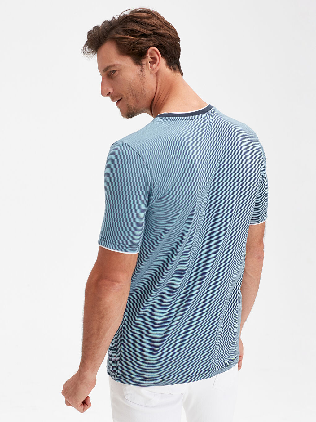 Mavi Çizgili Tişört-4