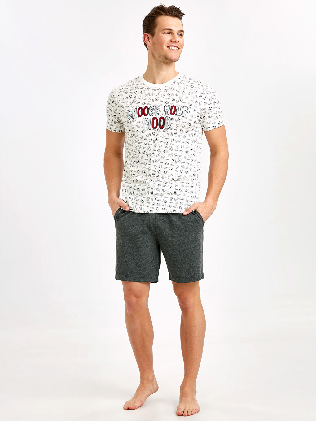 Ekru Şortlu Pijama Takımı