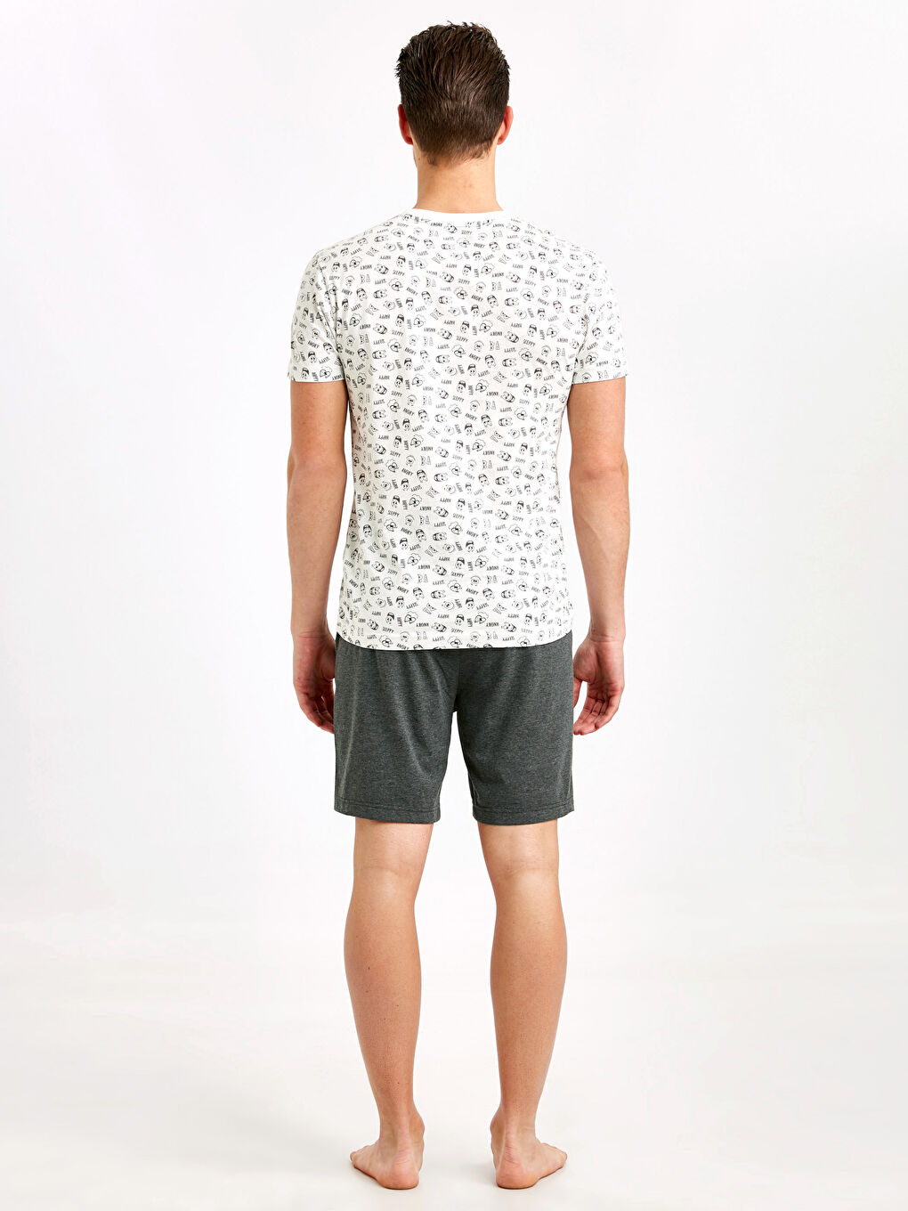 Ekru Şortlu Pijama Takımı-1