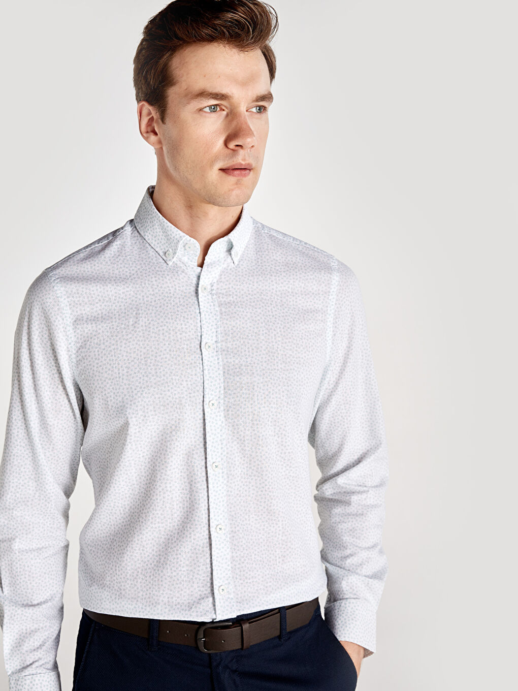 Beyaz Slim Fit Uzun Kollu Poplin Erkek Gömlek