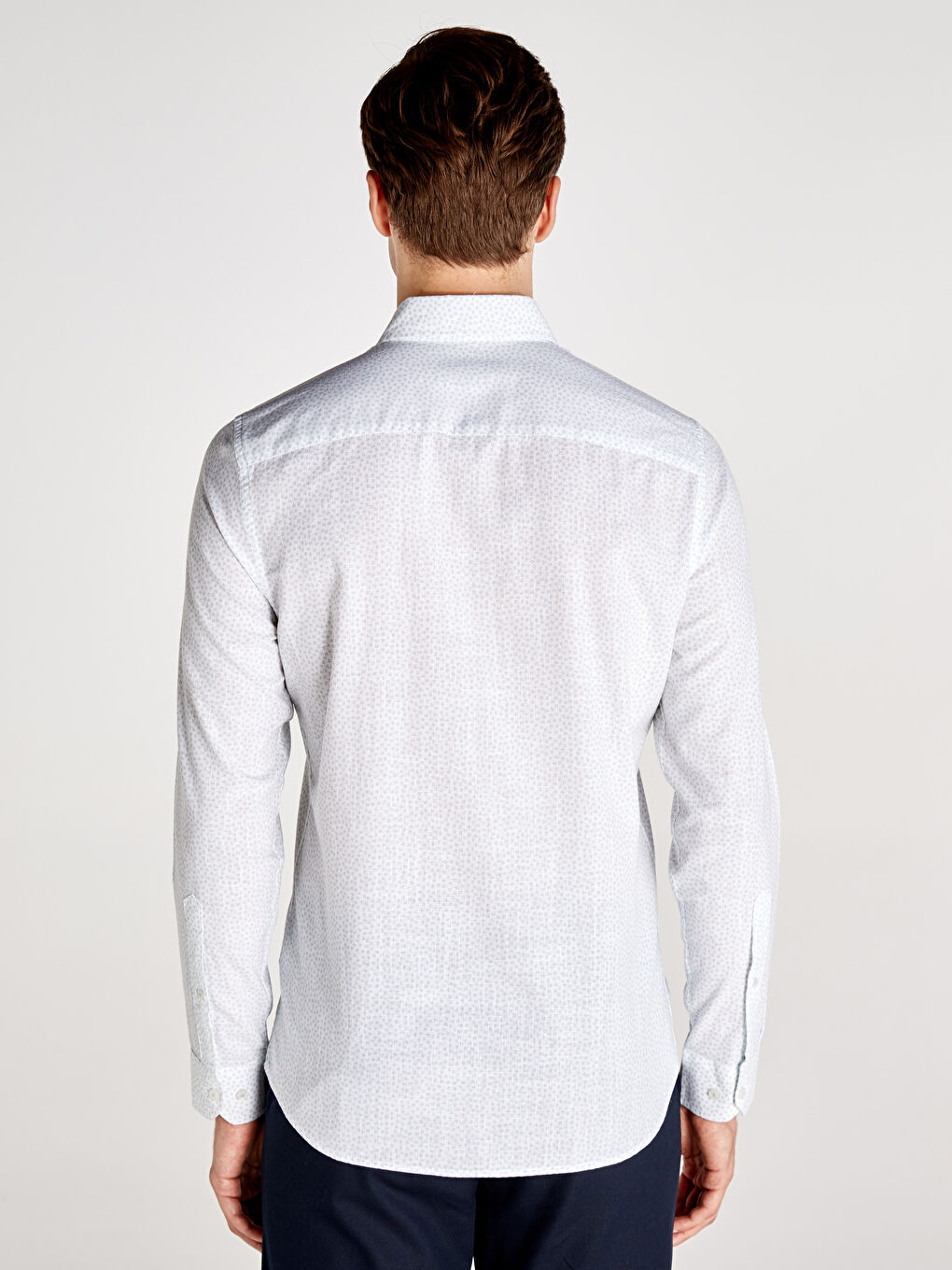 Beyaz Slim Fit Uzun Kollu Poplin Erkek Gömlek-2