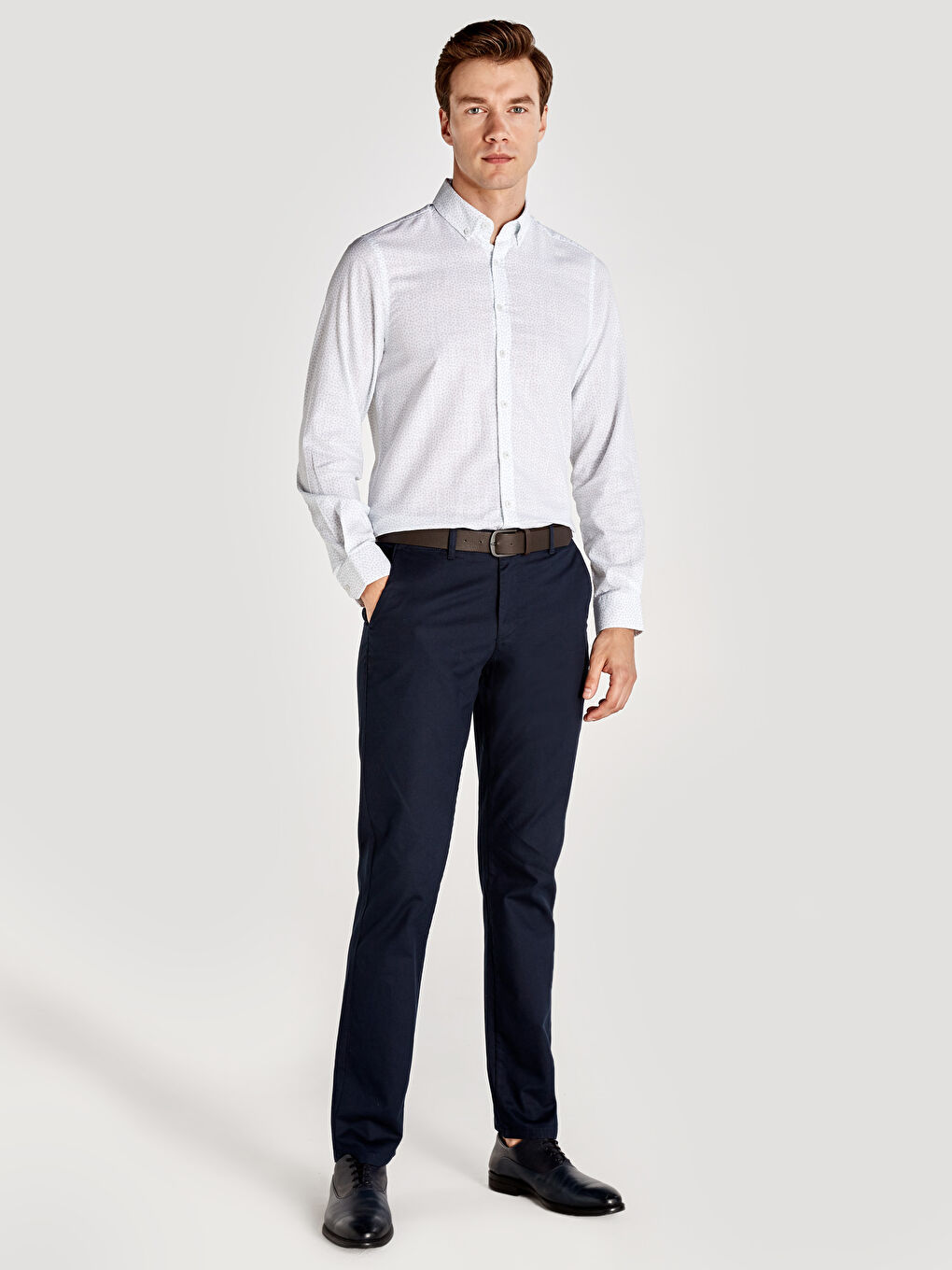 Beyaz Slim Fit Uzun Kollu Poplin Erkek Gömlek-3