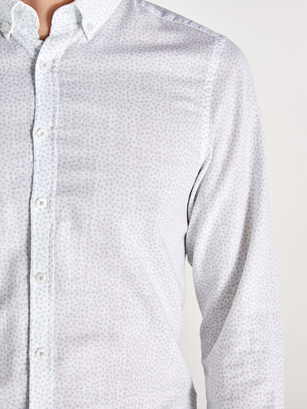 Beyaz Slim Fit Uzun Kollu Poplin Erkek Gömlek-4