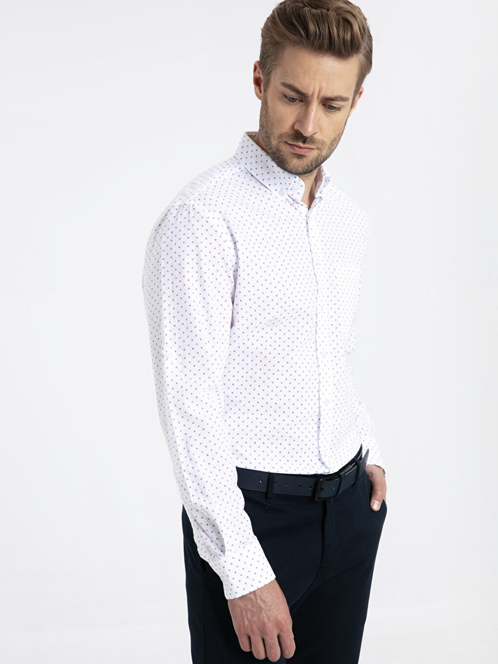 Beyaz Baskılı Gömlek-1