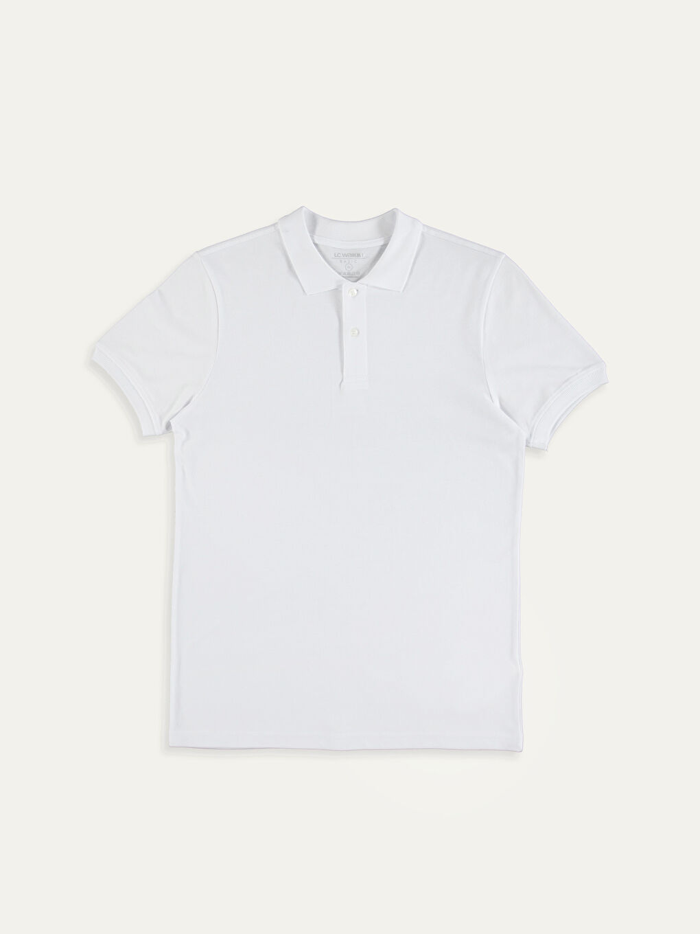 Beyaz Polo Yaka Kısa Kollu Pike Erkek Tişört-6