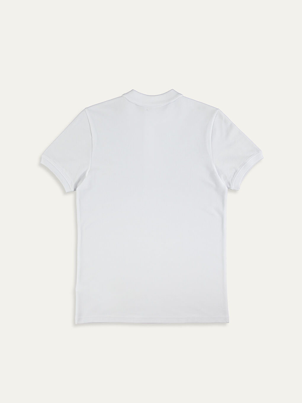 Beyaz Polo Yaka Kısa Kollu Pike Erkek Tişört-7