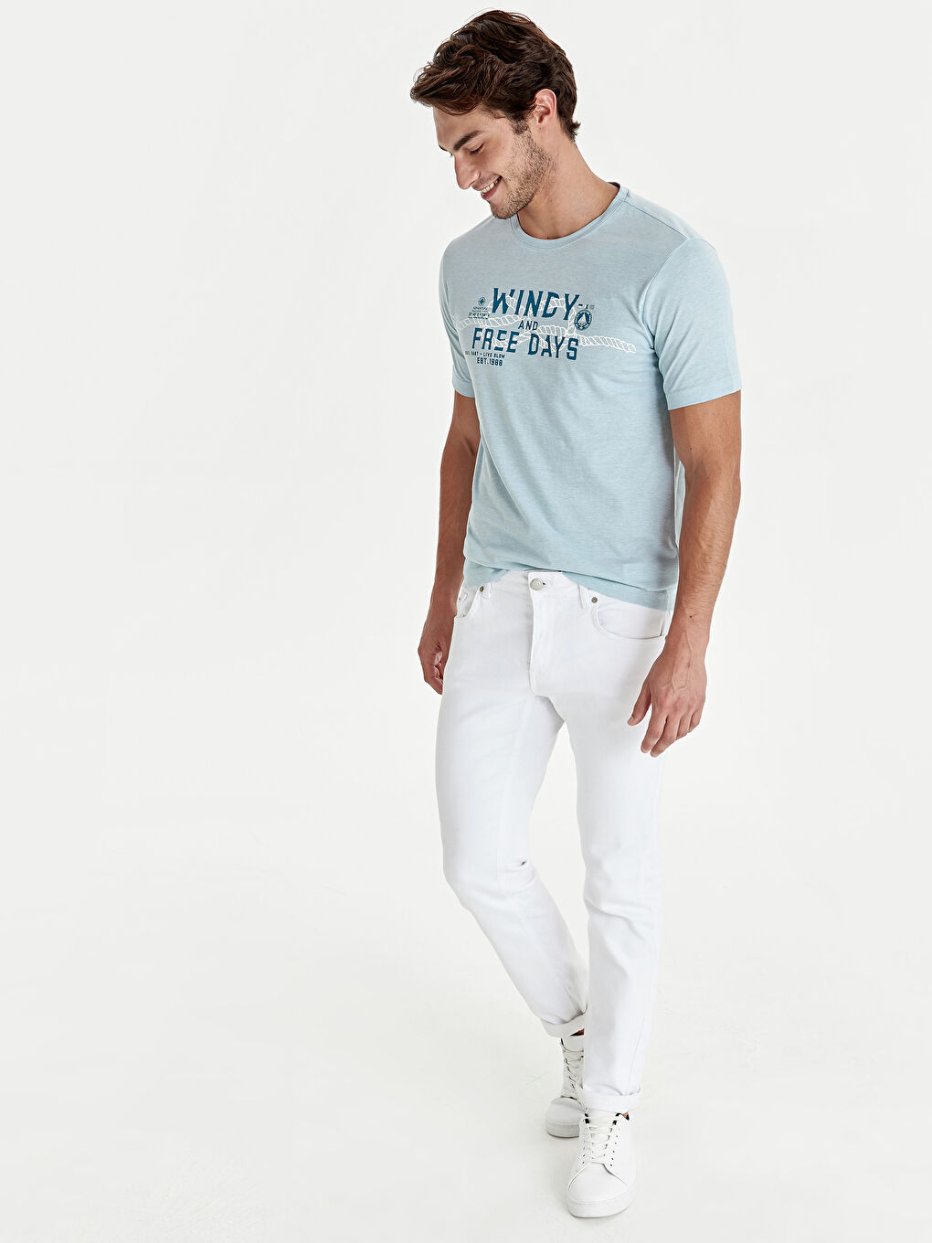 Mavi Bisiklet Yaka Kısa Kollu Erkek Tişört-3