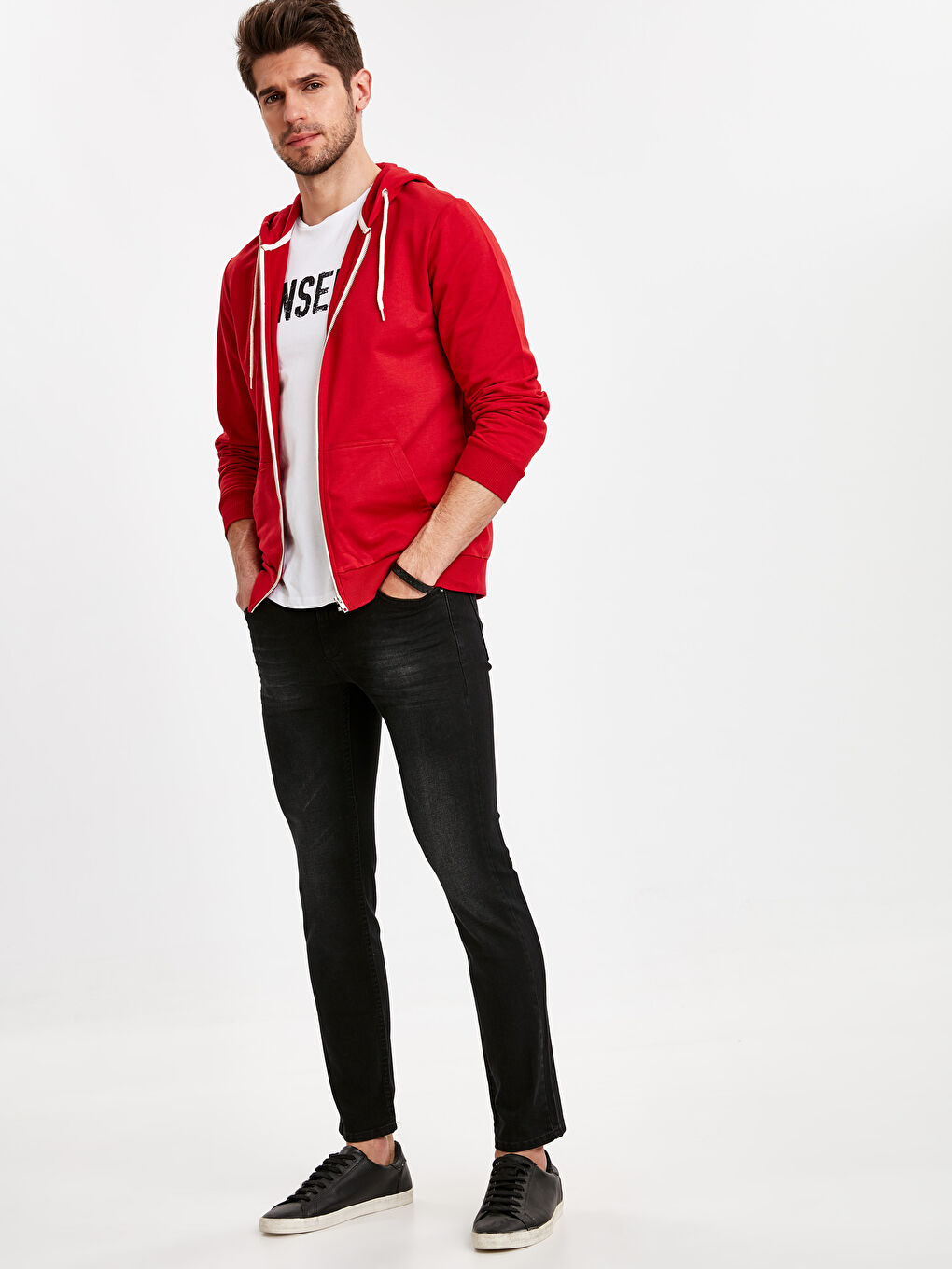 سويت شيرت بسحاب أحمر رجال-2