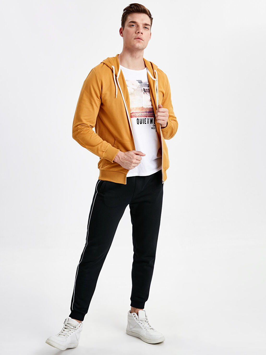 Sweat zippé JAUNE Homme-2