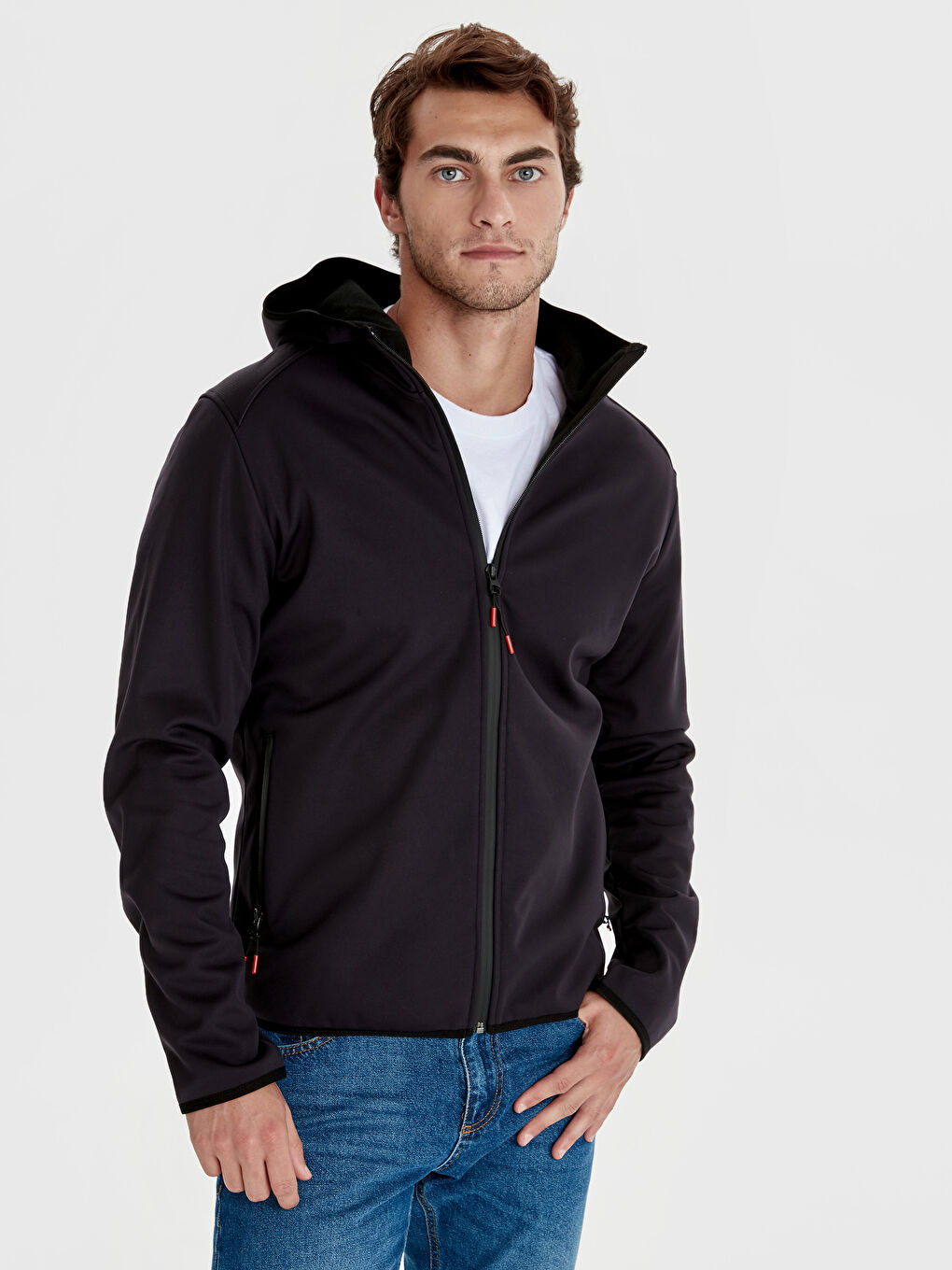 Siyah Regular Fit Kapüşonlu Erkek Yağmurluk-1