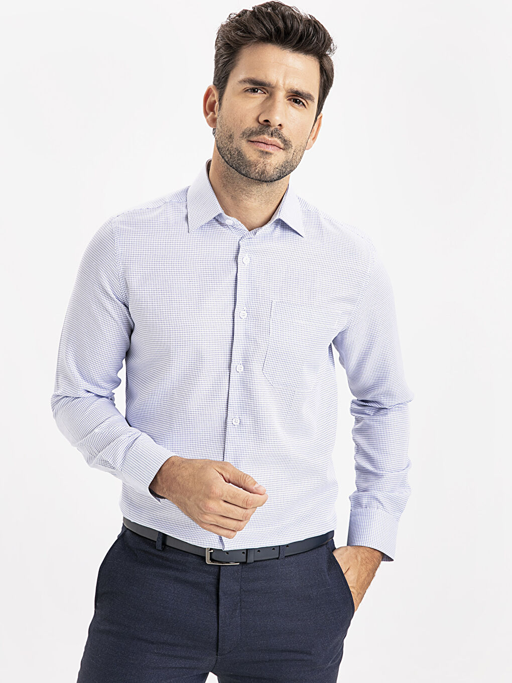 Lacivert Ekoseli Gömlek