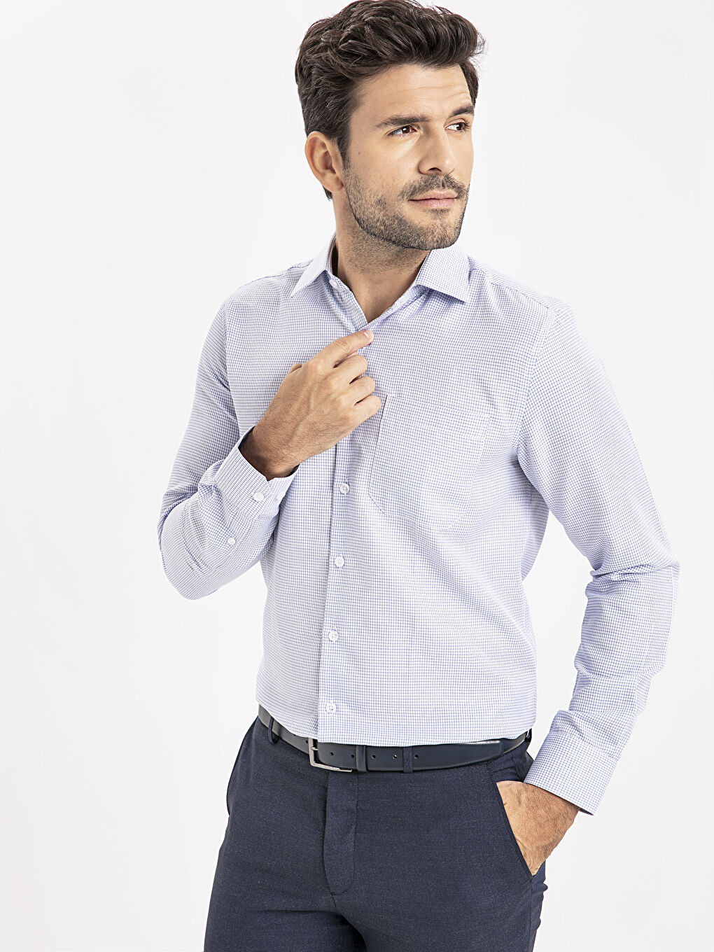 Lacivert Ekoseli Gömlek-1