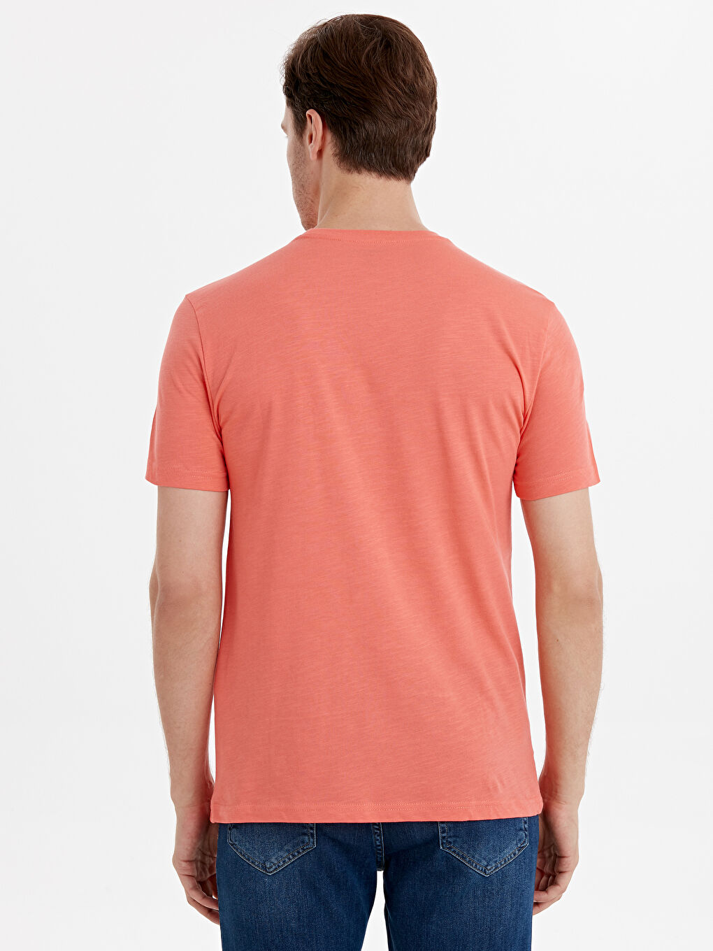 Mercan Bisiklet Yaka Penye Erkek Tişört-1