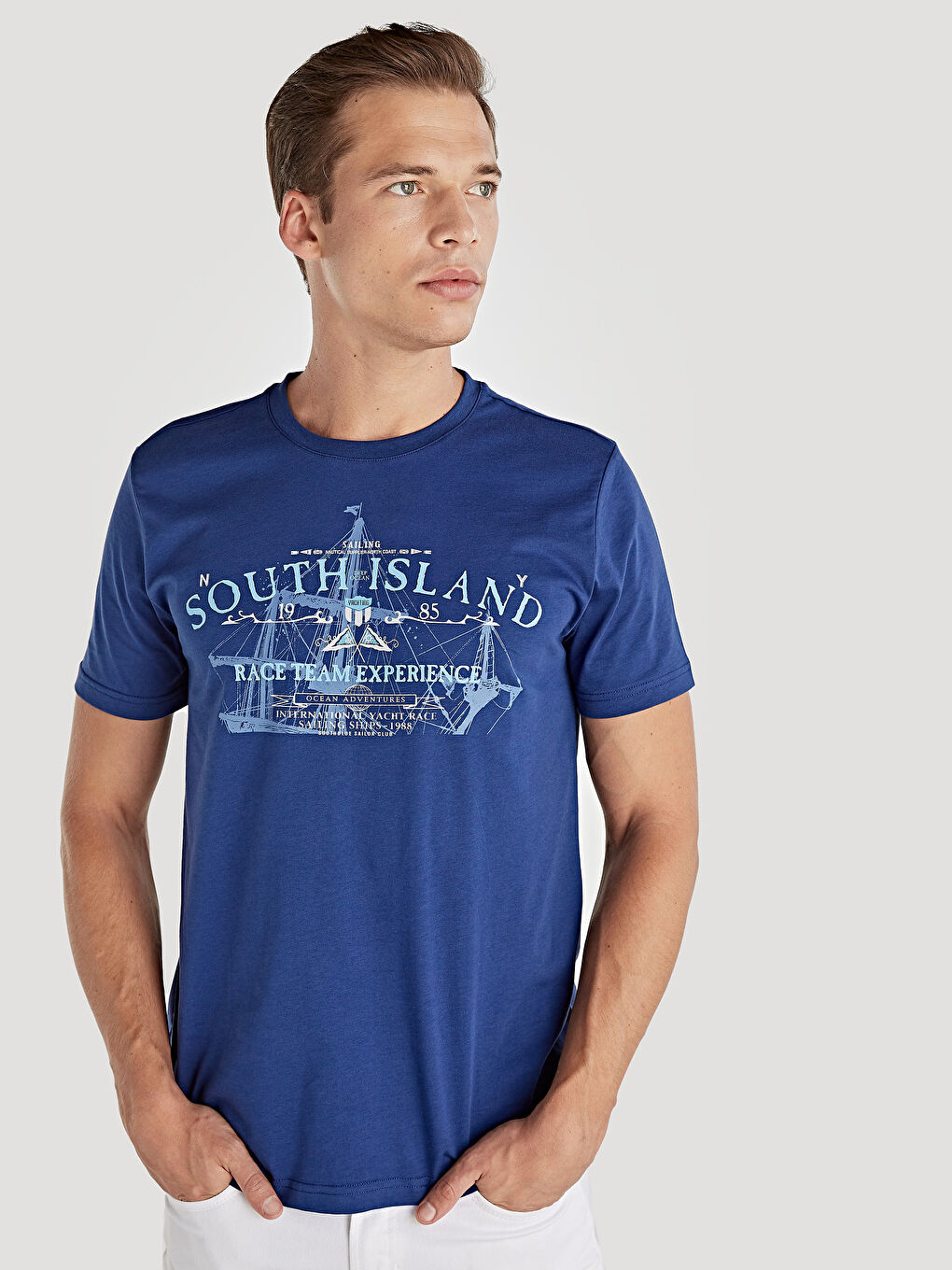 Mavi Penye Erkek Tişört