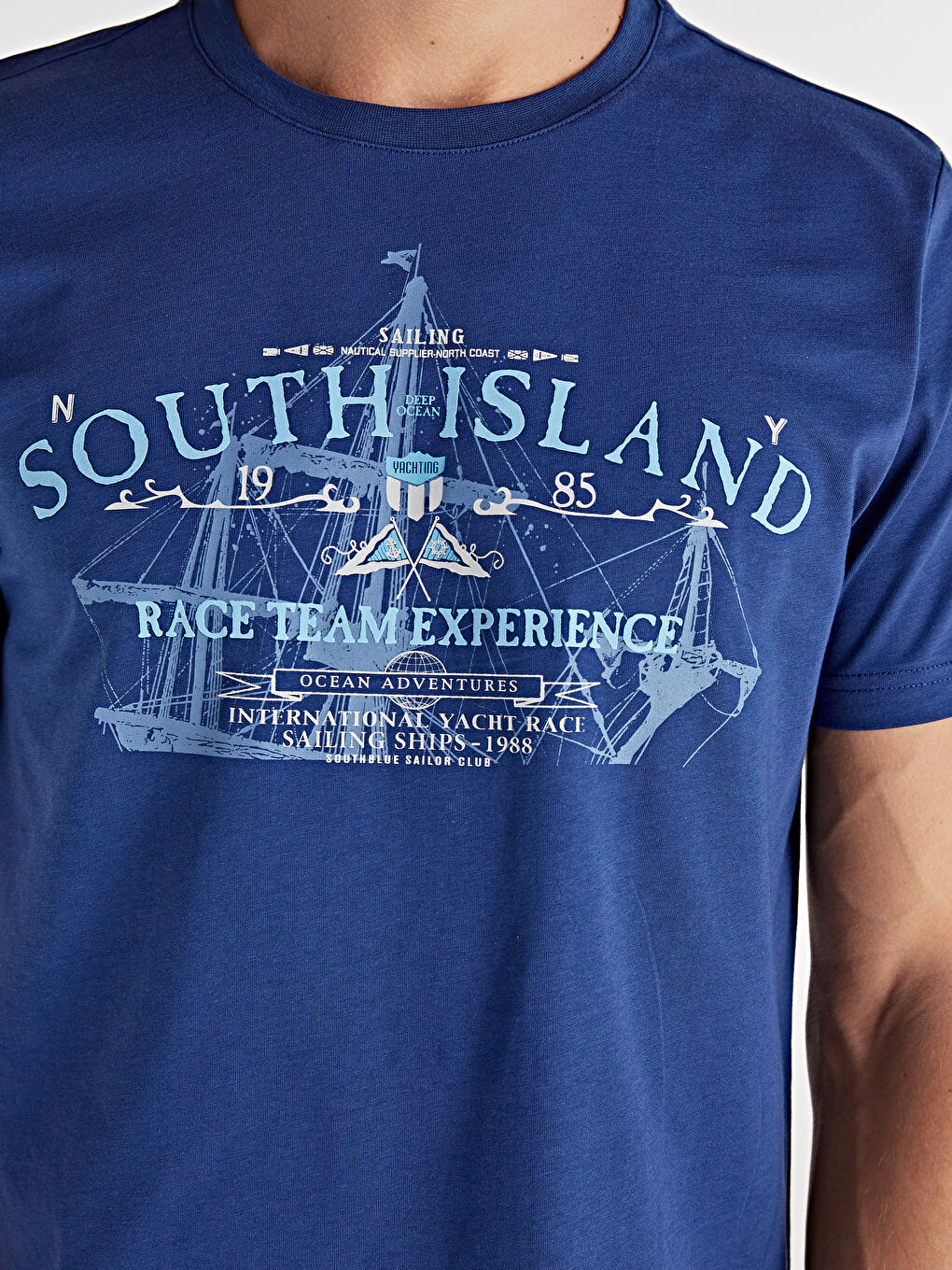 Mavi Penye Erkek Tişört-2