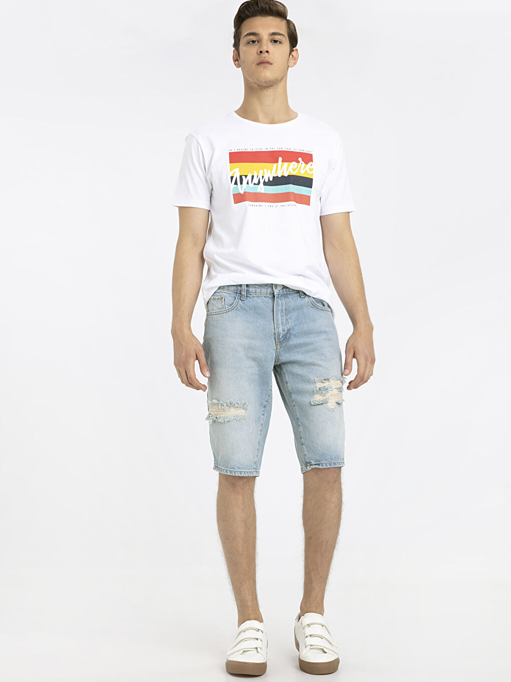 İndigo Standart Kalıp Erkek Jean Şort