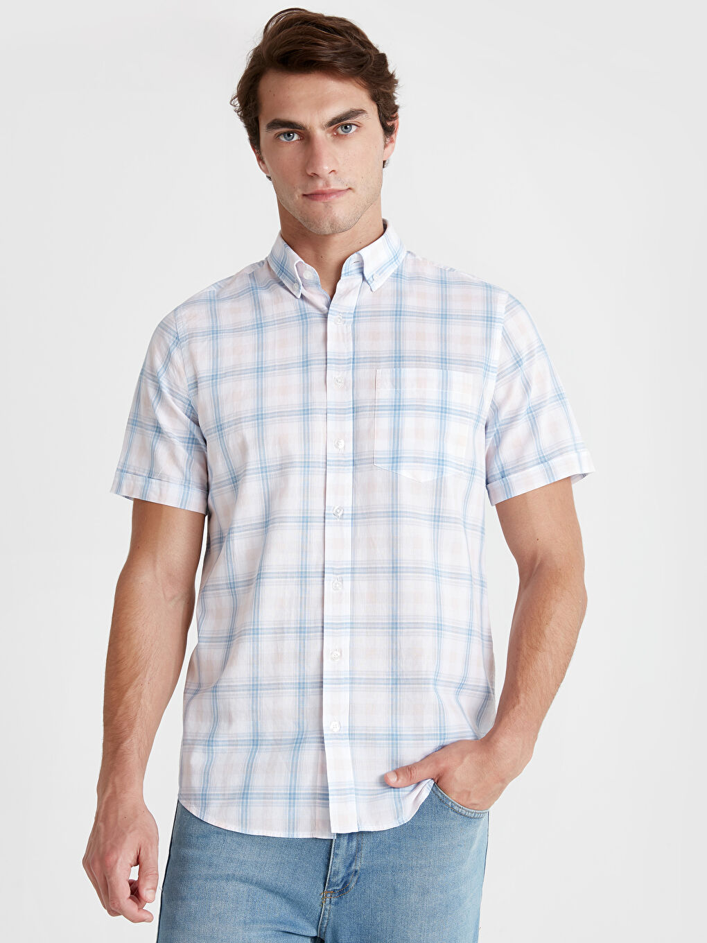 Pembe Poplin Erkek Gömlek-1