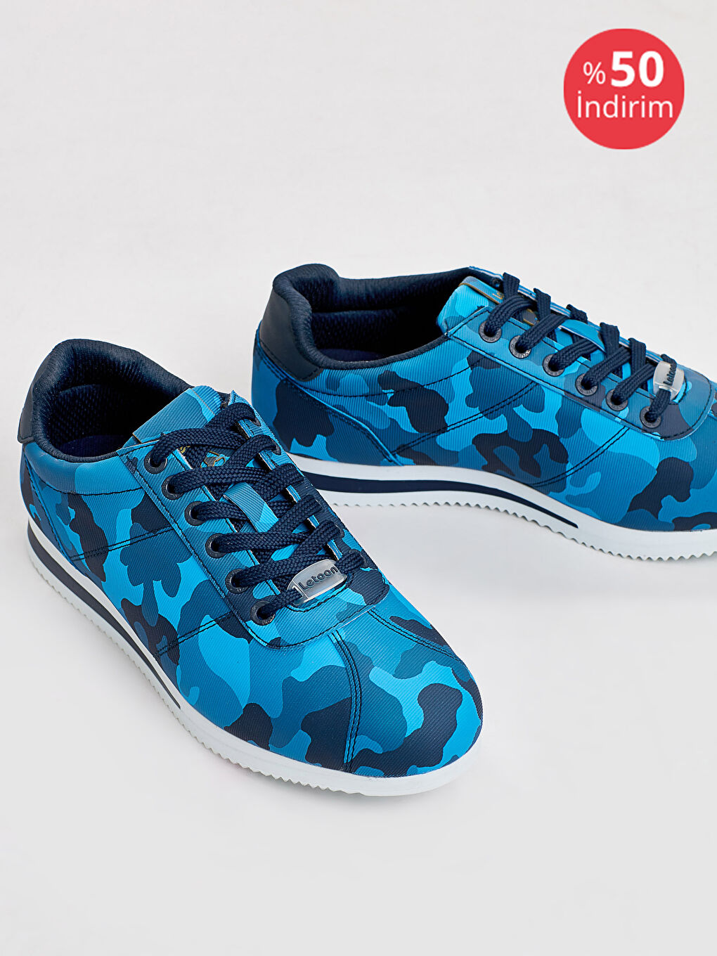Haki Genç Erkek Lacivert Kamuflaj Desenli Spor Ayakkabı