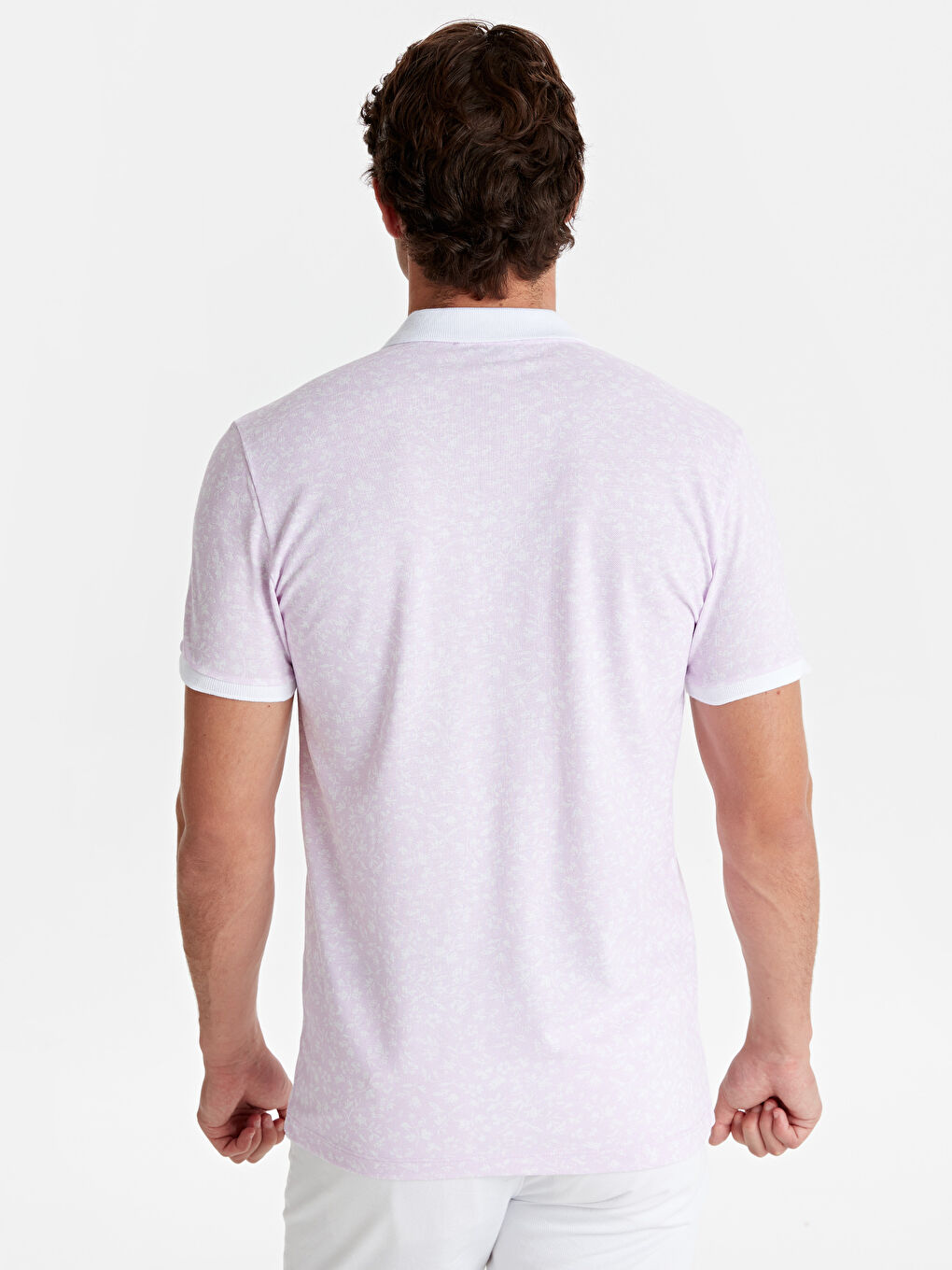 Lila Polo Yaka Kısa Kollu Pike Erkek Tişört-2