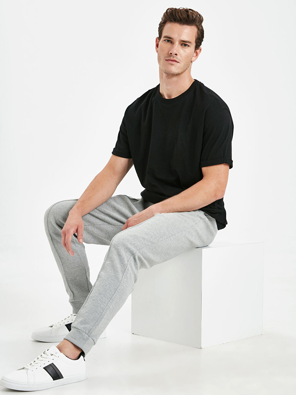 Açık Gri Melanj Eşofman Altı