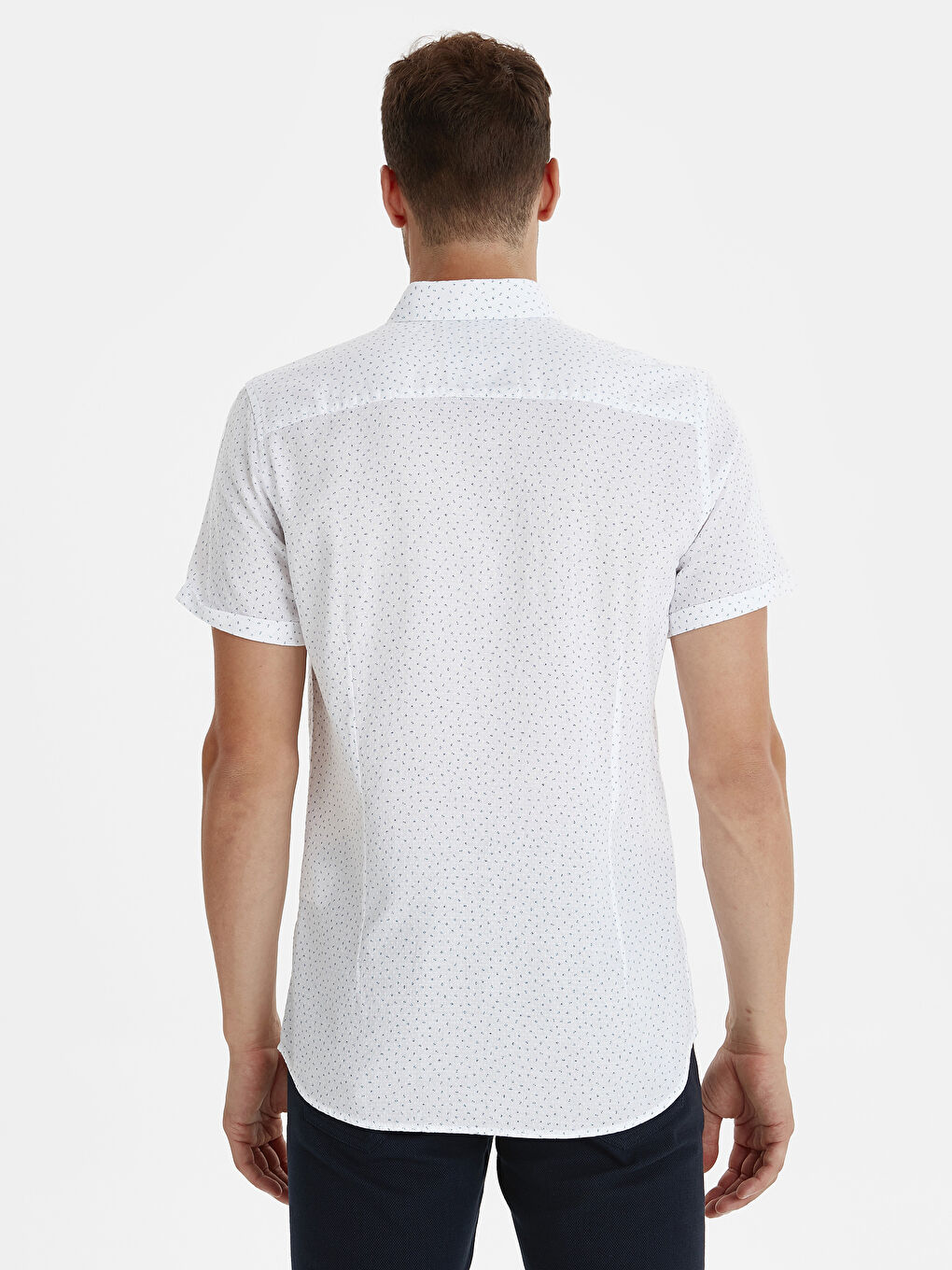 Beyaz Slim Fit Kısa Kollu Erkek Gömlek-1