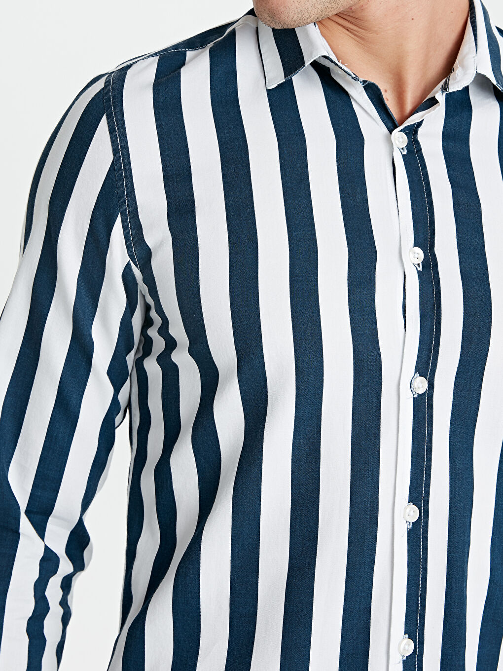 Lacivert Çizgili Gömlek-3