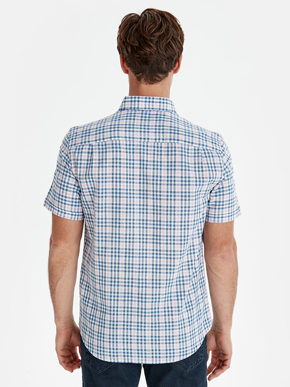 İndigo Regular Fit Kısa Kollu Poplin Erkek Gömlek-1